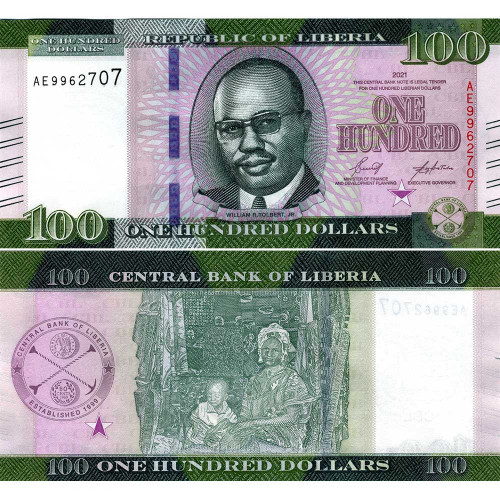 100 долларов 2021 года - Либерия (Pick 41) UNC