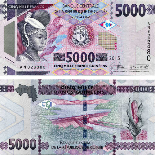 5000 франков 2015 года — Гвинея UNC