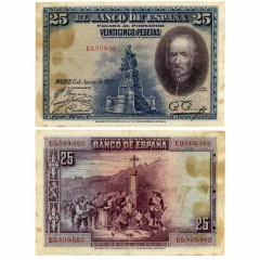 25 песет 1928 года - Испания (Pick 74.b) G-VG
