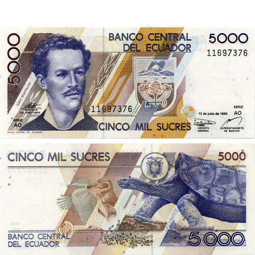 5000 сукре 1999 года - Эквадор (Pick 128.c) UNC