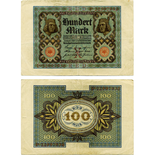 100 марок 1920 года - Веймарская Республика (Pick 69) G-VG
