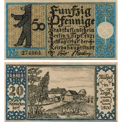 Нотгельд 50 пфеннигов 1921 года - Германия - Berlin (Берлин) №20 Reinickendorf) XF