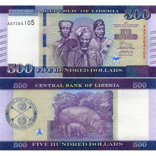 500 долларов 2017 года - Либерия (Pick 36) UNC