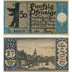 Нотгельд 50 пфеннигов 1921 года - Германия - Berlin (Берлин) №17 Lichtenberg) XF