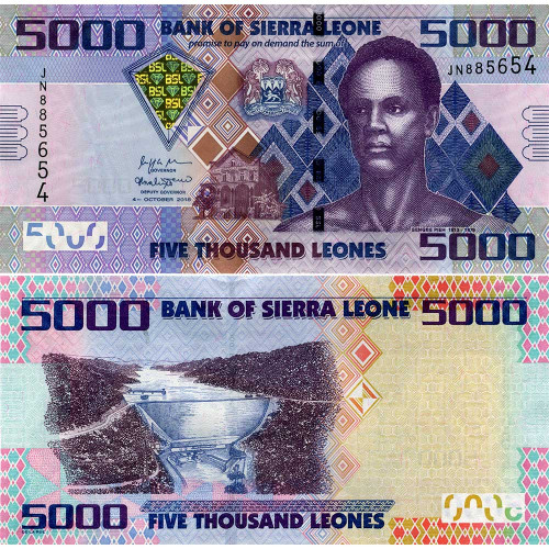 5000 леоне 2018 года - Сьерра-Леоне (Pick 32) UNC