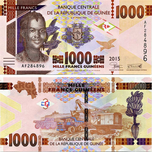 1000 франков 2015 года — Гвинея UNC