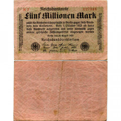 5 миллионов марок 1923 года - Веймарская Республика (Pick 105) F-VF