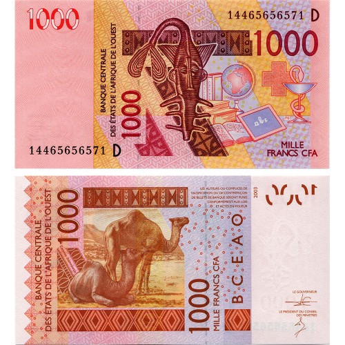 1000 франков 2003-2005 гг - Мали (Pick 415D) UNC