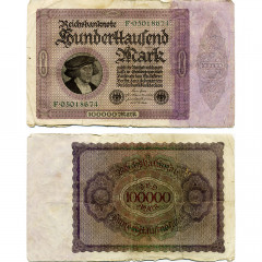 100000 марок 1923 года - Веймарская Республика (Pick 83) G-VG