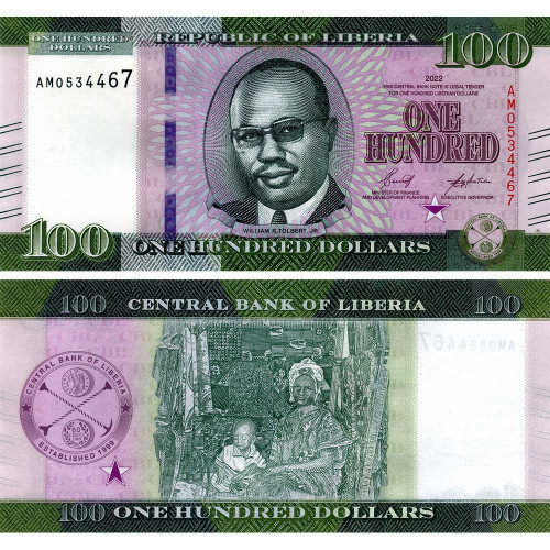 100 долларов 2022 года - Либерия (Pick 41) UNC