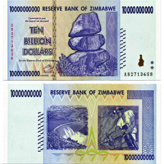 10 миллиардов долларов 2008 года - Зимбабве (Pick 85) UNC