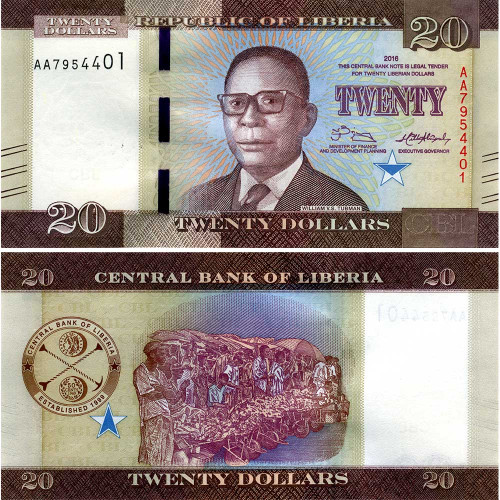 20 долларов 2016 года - Либерия UNC