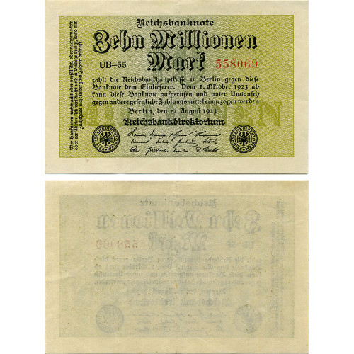 10 миллионов марок 1923 года - Веймарская Республика (Pick 106) XF