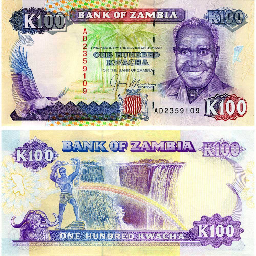 100 квача 1991 года - Замбия (Pick 34а) UNC