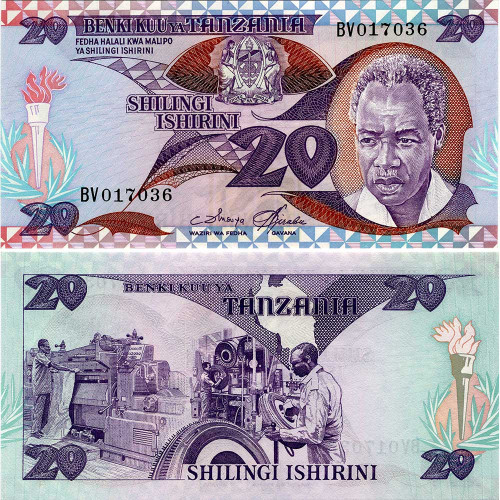 20 шиллингов 1985 года - Танзания (Pick 9) UNC