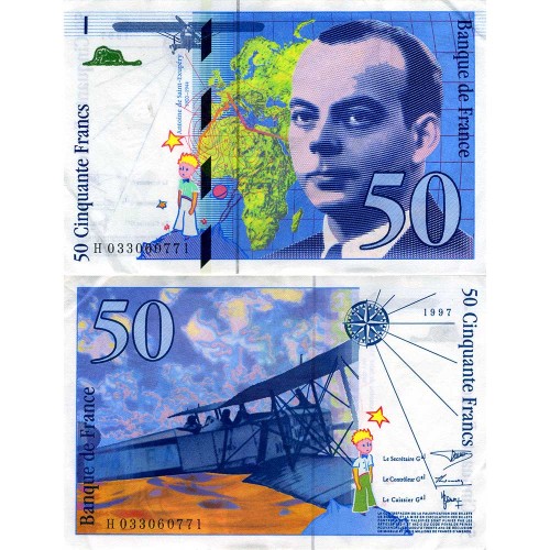 50 франков 1994-1999 гг - Франция (Pick 157A (Сент-Экзюпери) XF