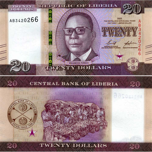 20 долларов 2022 года - Либерия (Pick 39) UNC