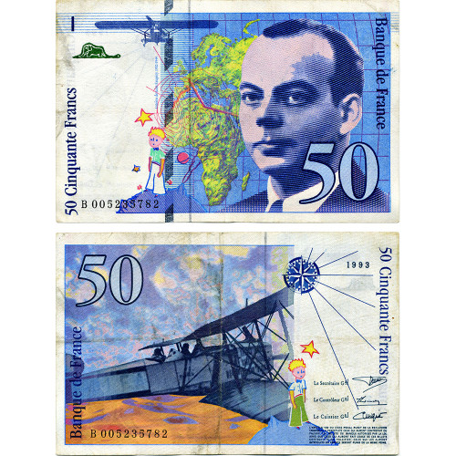 50 франков 1993 года - Франция (Pick 157.b (Сент-Экзюпери) F