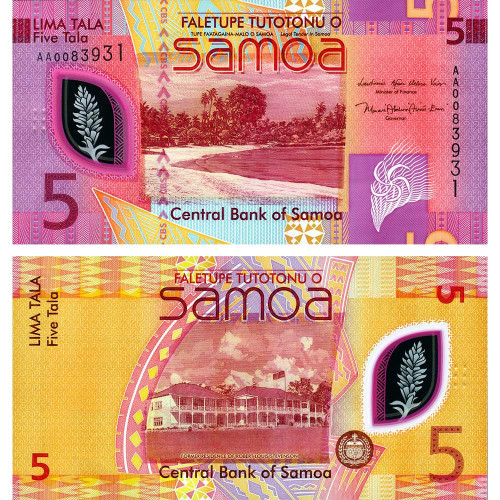 5 тала 2023 года - Самоа (Pick W47) UNC - пластик