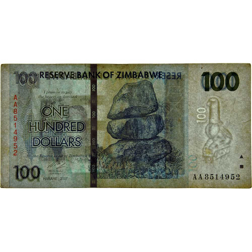 100 долларов 2007 года - Зимбабве (Pick 69) F-VF