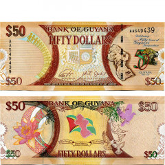 50 долларов 2016 года "50 лет независимости" Гайана (Pick 41) UNC