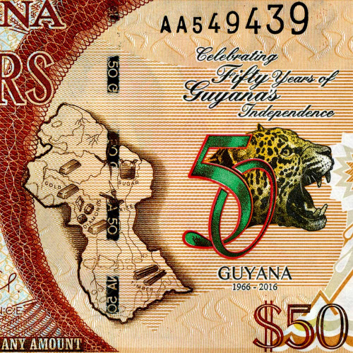 50 долларов 2016 года "50 лет независимости" Гайана (Pick 41) UNC