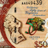 50 долларов 2016 года "50 лет независимости" Гайана (Pick 41) UNC