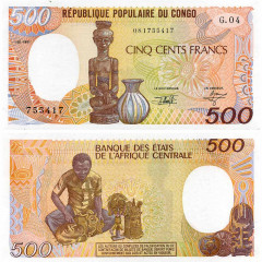 500 франков 1991 года - Республик Конго (Pick 8) aUNC