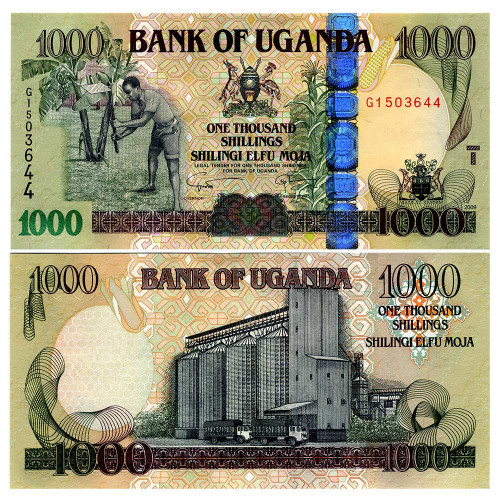 1000 шиллингов 2009 года - Уганда (Pick 43) UNC