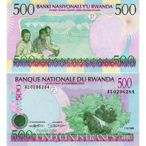 500 франков 1998 года - Руанда (Pick 26) UNC