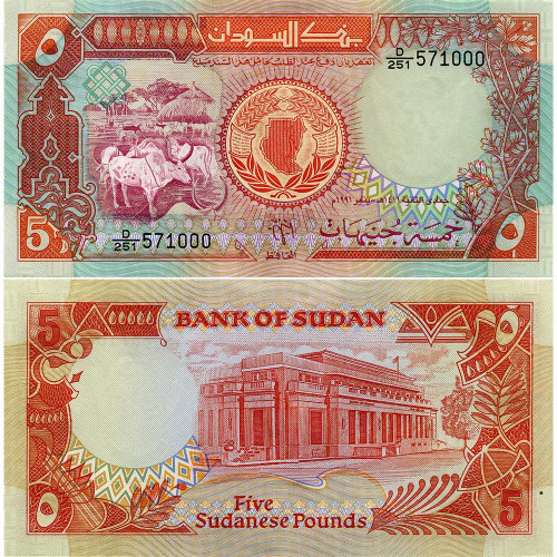 5 фунтов 1991 года - Судан (Pick 45) UNC