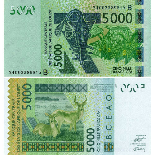 5000 франков 2024 года - Бенин (Pick 217B) UNC