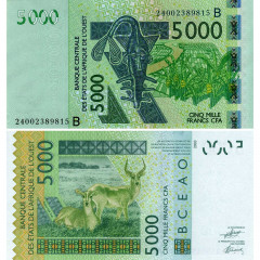 5000 франков 2024 года - Бенин (Pick 217B) UNC
