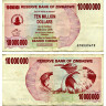10 миллионов долларов 2008 года - Зимбабве (Pick 55) F-VF
