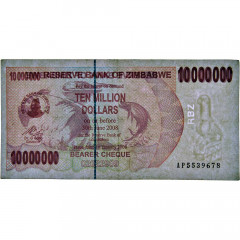 10 миллионов долларов 2008 года - Зимбабве (Pick 55) F-VF