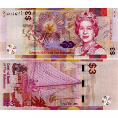 3 доллара 2019 года - Багамские острова) UNC