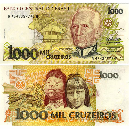 1000 крузейро 1990 года - Бразилия (Pick 231.а) UNC