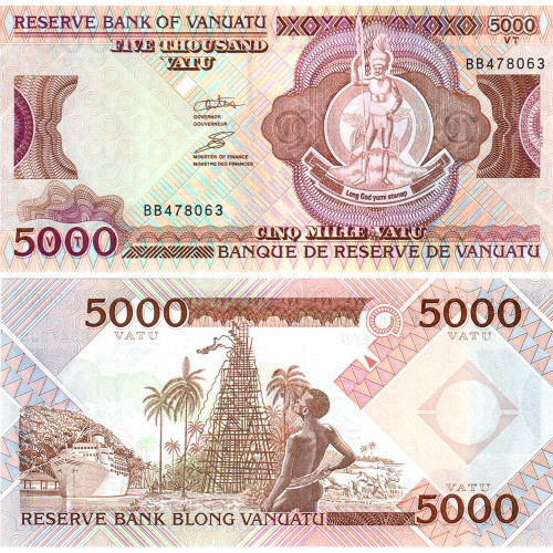5000 вату 1989 года - Вануату (Pick # 4) UNC