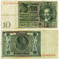 10 рейхсмарок 1929 года - Германия (Pick 180.a) G-VG
