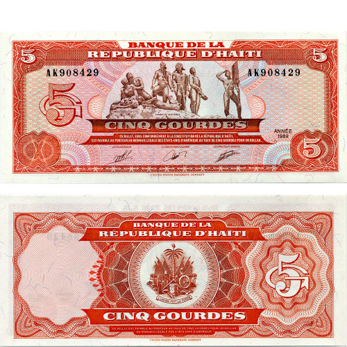 5 гурдов 1989 года - Гаити (Pick 255) UNC