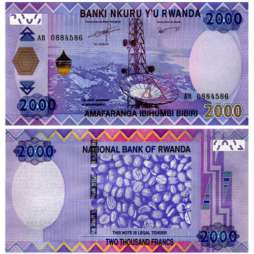 2000 франков 2014 года - Руанда (Pick 40) UNC