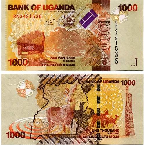 1000 шиллингов 2013 года - Уганда (Pick 49.b) UNC
