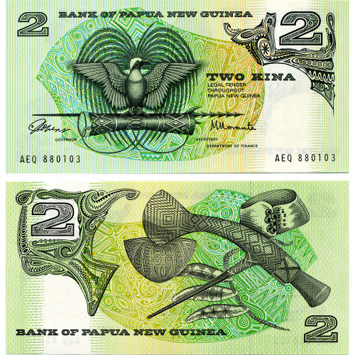 2 кина 1981-1991 гг. Папуа-Новая Гвинея (Pick 5) UNC
