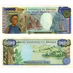 5000 франков 1988 года - Руанда (Pick 22) UNC