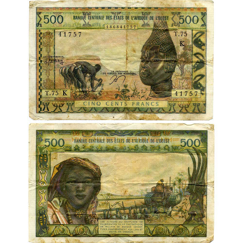 500 франков 1959-1965 гг года - Сенегал (Pick 702K) G-VG