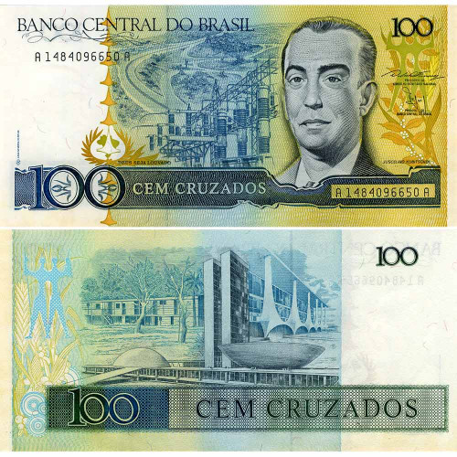 100 крузадо 1987 года - Бразилия (Pick 211b) aUNC