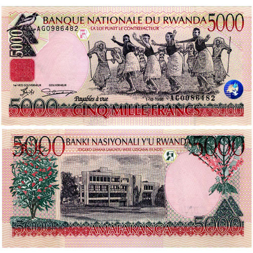 5000 франков 1998 года - Руанда (Pick 28) UNC