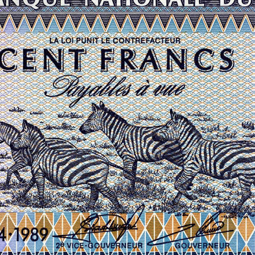 100 франков 1989 года - Руанда (Pick 19) UNC