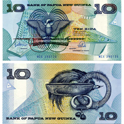 10 кина 1988 года - Папуа - Новая Гвинея (Pick # 9.b) UNC