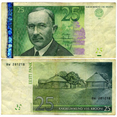 25 крон 2002 года - Эстония (Pick 84) F-VF